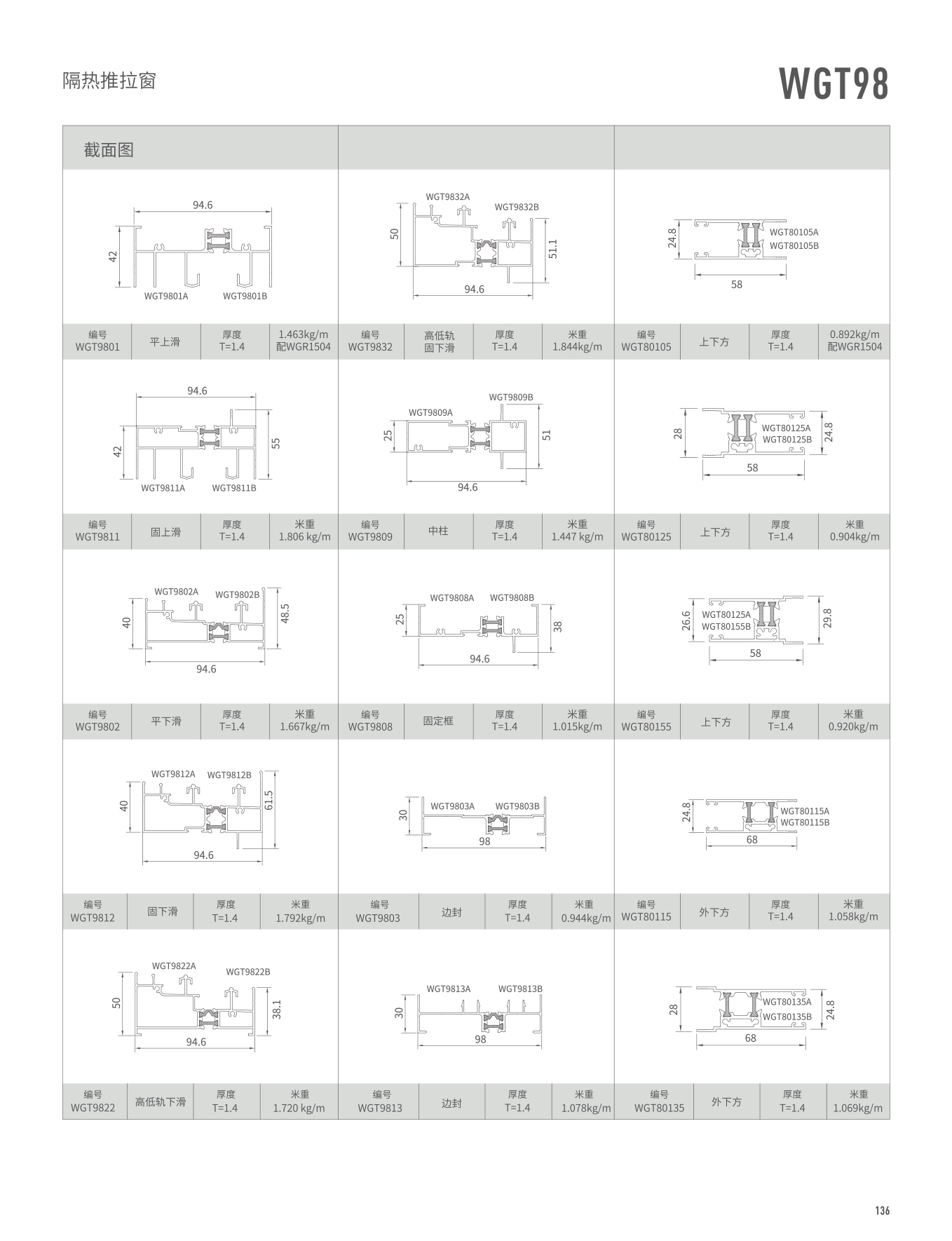 WGT98隔熱推拉窗
